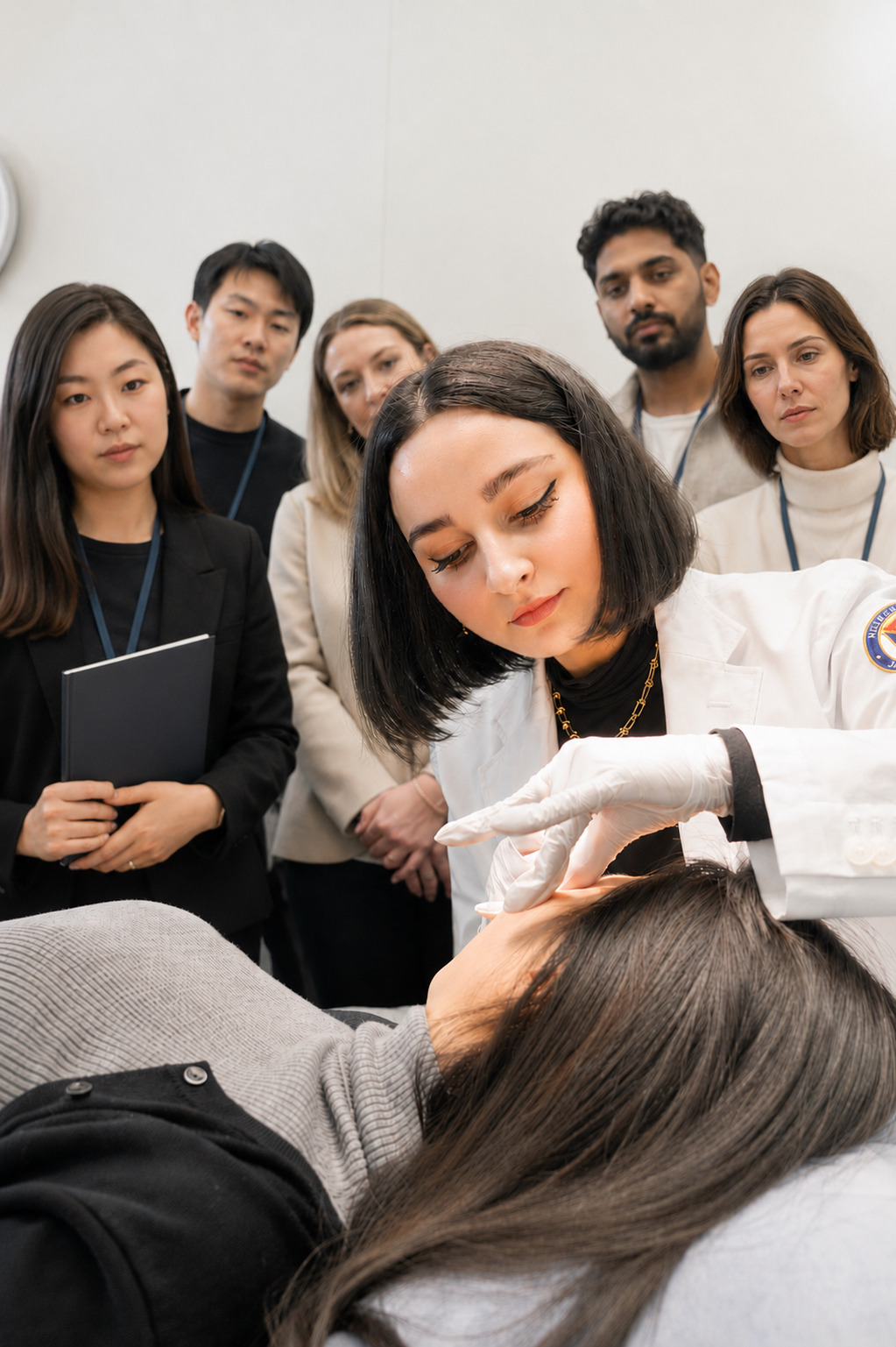 Dr Sana demonstrating a clinical treatment